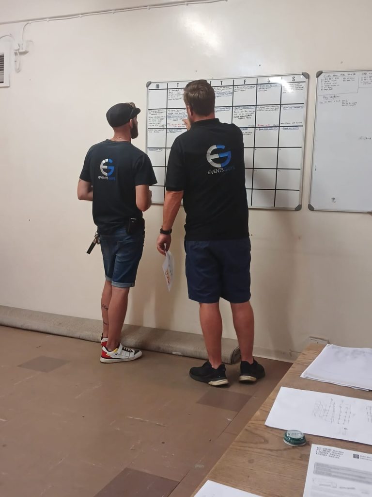 Ensuring Top-notch Event Hiring: Your Guide by Events Guys 4 Events Guys Two men discussing stretch tents in front of a whiteboard.
